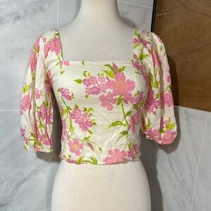 Julie brown linen crop top size XS